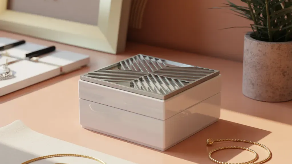 Jewellery box with a wave-pattern lid