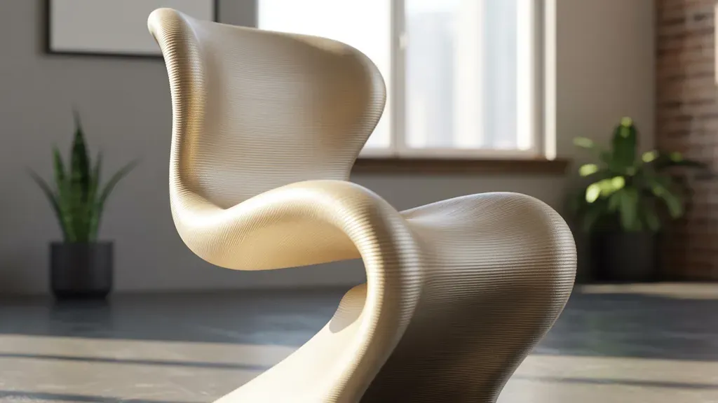 S-curved sculptural chair in an interior